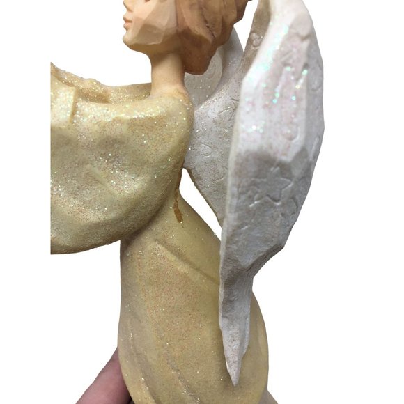 2002 Enesco Foundations Glitter Angel Figurine Holding Star - Picture 7 of 9